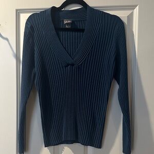 Dots Teal V-Neck Sweater